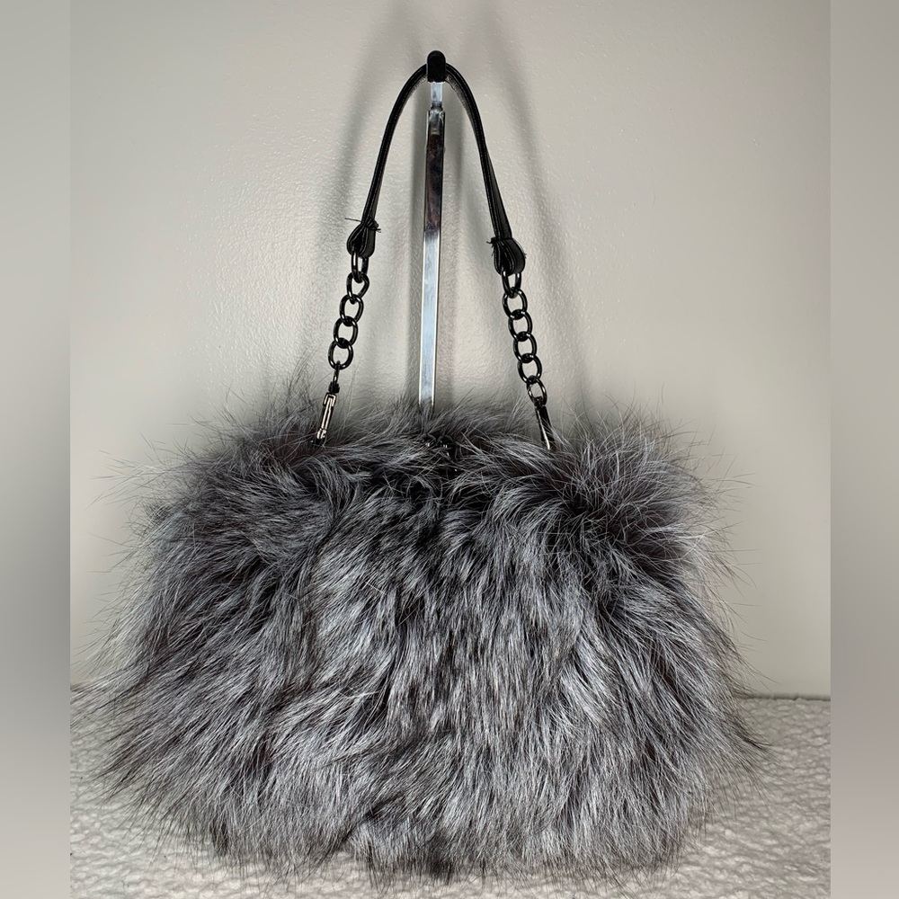 SOLD! Fox fur handmade kiss lock bag